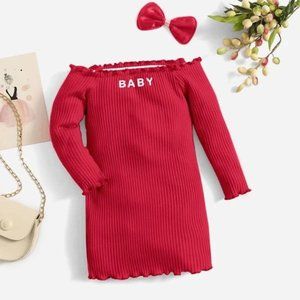 NWT SHEIN Baby Lettuce Graphic Trim Dress in Size 12-18M (34IN)